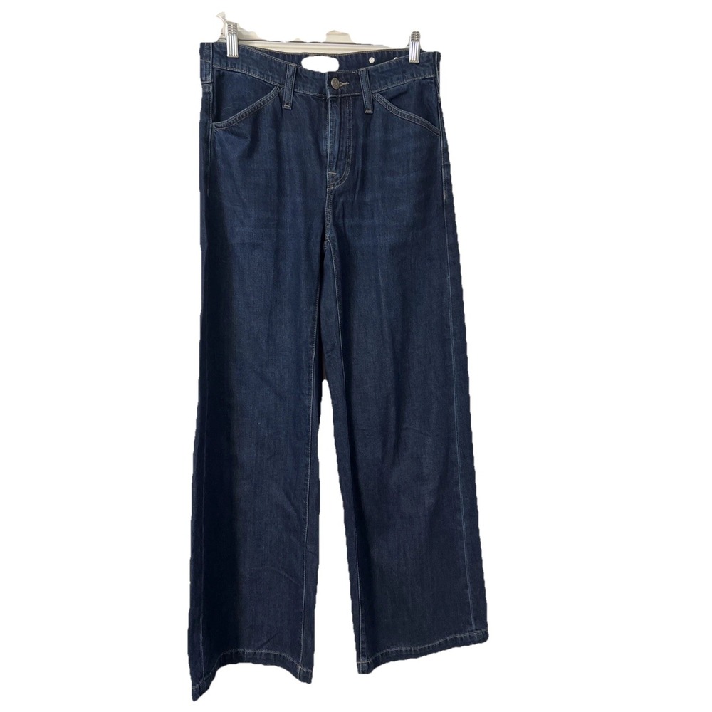 SUNDANCE Wide Leg High Rise Dark Wash Denim Jeans size 25
